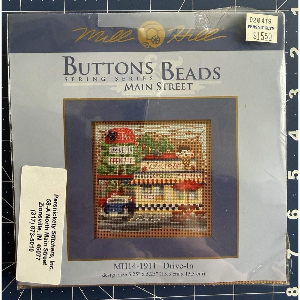 Mill Hill Buttons & Beads Main Street Kit ~ Drive-In w Ceramic Button OPEN PKG